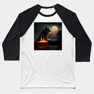 Wolf in Fire Baseball T-Shirt